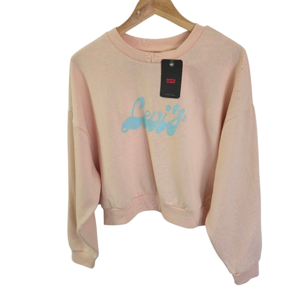 NWT Levi's Women's Lightweight Crop Crew Sweatshirt Peach Size Large